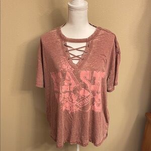 Maurices Mauve Lace-Up Graphic Tee